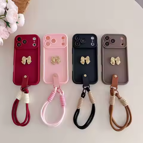 Golden Bow Strap Lanyard Phone Case For Infinix Note 50X 40X 30 40 50 60 Pro 40S 50S Zero 40 30 4G S