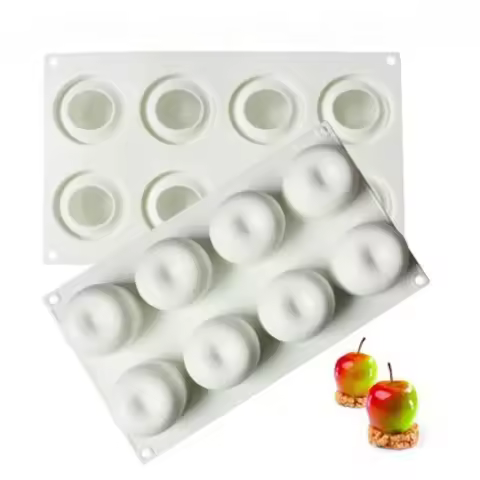 3D Fruit 8 Holes Chocolate Baking Silicone Tool Apple Orange Cherry Mousse Cake Decor Handmade Pear 