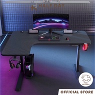 CNY [Pre-order] Halfday - Smart Carbon Fiber RGB Corner Gaming Desk L-Shape Adjustable Lift Computer