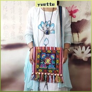 YVE Message Bag, Fashion Hmong Tribal Ethnic Women Shoulder Bag,  Vintage Embroidery Tapestry Tassel