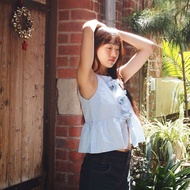 Theremin Fay sister (เสื้อแขนกุดผูกโบว์ด้านหน้าชายระบาย) Jeans