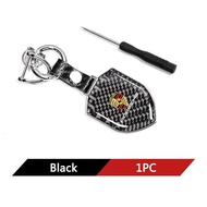 Carbon Fiber Car Logo Keychain Shield Type Key Ring For Porsche Panamera Cayenne Taycan 911 718 Maca