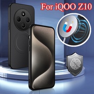 Ultra Thin Carbon Fiber Phone Case For iQOO Z10 5G 2025 Shockproof Magnetic Charge Ring Casing Comfo