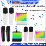 【SG SELLER】Mini Karaoke Microphone with Bluetooth Speaker Karaoke Machine with Wireless Microphones Portable Karaoke Set