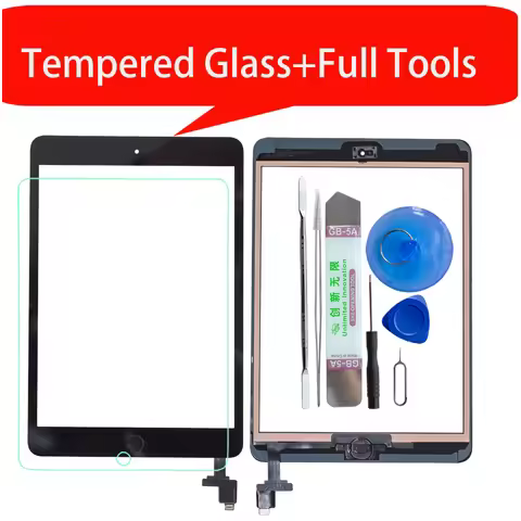 For iPad Mini1 mini2 A1432 A1454 A1455 A1489 A1490 Touch Screen Digitizer +IC Chip Connector Flex+Ke