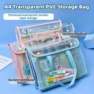 Beg dokumen PVC lutsinar Transparent File Handbag PVC Nylon Material Multi-Layer Pelajar Borong Beg 