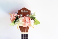 Ukulele lei / pink hibiscus, Ukulele gifts, Ribbon leis, Ha