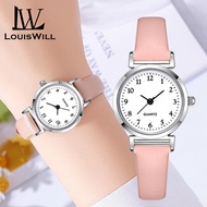 LouisWill Women Watch Simple Digital Watch Fashion Casual Watch Ladies Quartz Watch Retro Leather Band Small Watches for Women Jewelry Gift Student Round Watch