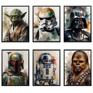Wall art set Starwars posters Starwars Art Set Yoda art Storm trooper art Chewbacca art