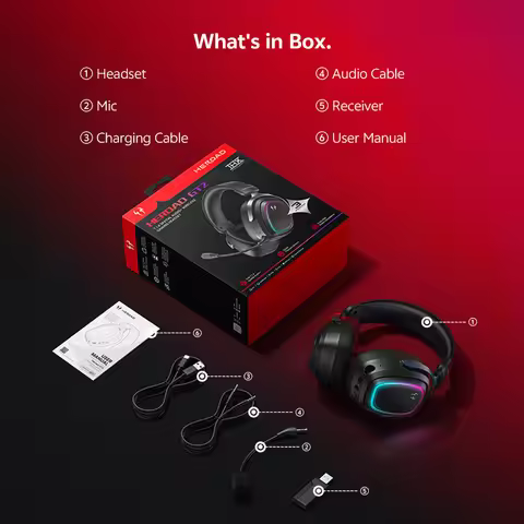 QCY Gaming Headset Heroad GT2 H5GMA THX Spatial Audio+7.1.4 Tri-mode RGB 3Mic ENC Over Ear Headphone