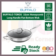 BUFFALO 牛头牌 TOROS 32cm SUS304 Non Stick Honeycomb Wok (Long Handle) 牛头牌304不锈钢32cm不粘涂层蜂巢锅 (长手柄) BLT06