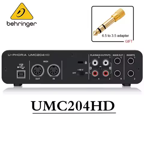 Behringer UMC204HD/UMC202HD/ UMC22 Sound Card Audio Interface Recording Independent External Sound C