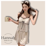Modal Cream Dotted Pajamas Set [2552T] Spring Summer New Style Korean Style INS Sexy Close-fitting P