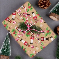 1 Roll + 43cm*500 Cm (17 Inches *16.4 Feet) + Christmas Gift Wrapping Paper + Kraft Paper Nutcracker