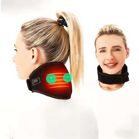 Electric Heated Neck Support Vibration Massager Hot Compress Relieves Joint Fatigue Discomfort 3-Lev