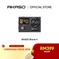 AKASO Brave 4 - Dual Color Screen Action Camera | 4K30fps Video | 20MP Image | 5x Zoom | Wireless Co