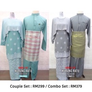 [ Ratu Set ] Kurung Cape Songket Printed . Baju Melayu Sakura . Sedondon Couple Raya 2024 . Baju Nik