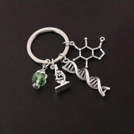 Microscope And DNA Double Helix Keychain Science Gift For Laboratory Technologist/Students/Teachers 