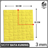 WALLPAPER DINDING KAMAR (FREE GIFT) walpaper dinding 3d foam Motif Bata Kuning terbaru 2022 / wallpa