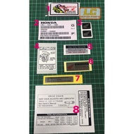 HONDA EX5 STICKER RESTORE FENDER BARCODE BATTERY LOGO TIMBUL CHAN CASE CODE DIPASANG ENGINE OIL BOON