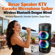 Besar Speaker Bluetooth Wireless Microphone Karaoke KTV Spiker Mic SpekerBluetooth