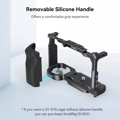 (Upgraded Version) SmallRig ZV-E10 Cage with Silicone Handle with Cold Shoe and Quick Release Plate