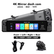 EKLEVA 4CH 11.26 Inch 4K+1K+1K+1K Rearview Mirror 360° Dash Cam ADAS BSD WiFi Night Vision 24H Parki