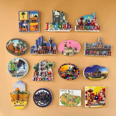 Saudi Arabia City Fridge Magnet, 3D Resin Jeddah Makkah Madinah Dammam Landmark, Travel Souvenir Hom