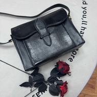 YSL 黑色鱷魚皮 斜挎包 vintage 中古 二手