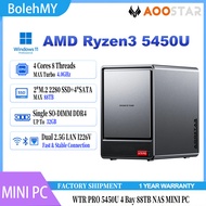 AOOSTAR WTR PRO AMD Ryzen3 5450U DDR4 2xM.2 4xSATA Dual 2.5G Lan 4 Bay Nas Mini PC