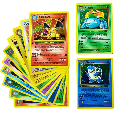Pokemon Collection Cards 1996 1st Edition Flash Cards Charizard Blastoise DIY Game PTCG Game Anime S
