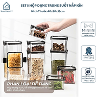 Set 5 Hộp Nhựa Đựng Ngũ Cốc H55, Bánh Kẹo, Thực Phẩm Khô - Hộp Đựng Trong Suốt Nắp Kín Chống Ẩm Cao 