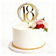 1 PCS Happy 18th Birthday Cake Topper, Acrylic Gold Number 18 Cake Decoration,Cheers to 18 Years Bir