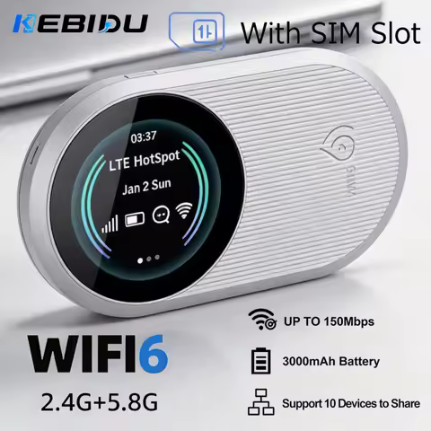 KEBIDU 4G LTE WiFi6 Dual Band 2.4G+5.8G Portable MiFi Router 300Mbps 3000mAh SIM Card Mobile Hotspot