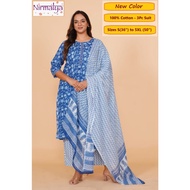 S-5XL - Readymade Cotton Punjabi Suit - Nirmalya Hand Printed 3Pc Set, ST0326