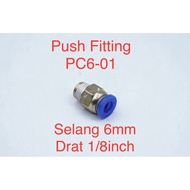 Pc6-01 Pneumatic Coupler Fitting Straight Hose 6mm Drat 1/8inch Connector Slip Lock Push Tube Brass Connector Male Thread Straight | 2.048.0002 | Pc6-01
