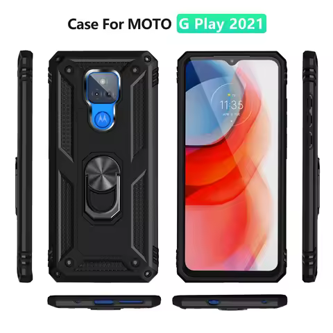 Magnetic Car Finger Ring Holder Phone Case For Motorola Moto G Play Power Stylus 2021 Cover For Moto