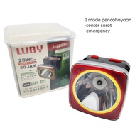 Senter Kepala Luby 20 watt + Emergency COB L 2895C headlight Luby headlamp