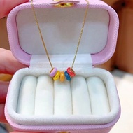 Blue Bead Burning Female Fortune Bead High Temperature Gold Color999Pendant Pure Gold Bracelet diy M