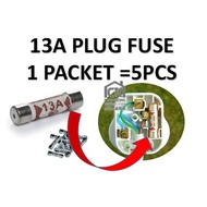 [5pcs] 13A PLUG FUSE 5PCS X 13A / FUSE KEPALA PLUG / PLUG TOP FUSE