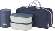 日本 Thermos膳魔師 保溫飯盒套裝 保溫飯盒 湯壺 飯壺 800ml   平行進口 Gray Blue