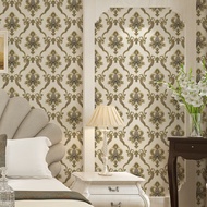 【Free Glue】 3D Embossed European Style Floral Wallpaper PVC Wallpaper Luxurious Bedroom Living Room 