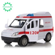 White Ambulance Vehicles Toys 1/32 Alloy Diecast Car el with Light&Sound Gift for Kids
