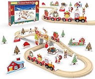 Wooden Train Set, Train Track for Toddlers 3-5, Wooden Tracks Kids Girls Boys Toys, 42Pcs Trains Toy