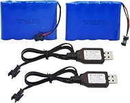 Blomiky 2 Pack 6.0V 700mAh Ni-CD AA Rechargeable Battery Pack SM2P Plug and 2 USB Charger Cable Fit
