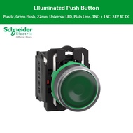 Schneider : XB5AW33B5 สวิตช์ปุ่มกดมีไพล็อทแลมป์แบบ LED หัวเรียบ - กดเด้ง - ชไนเดอร์