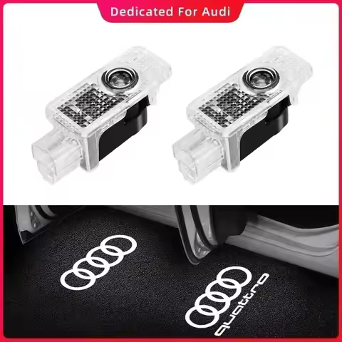 2pcs LED Car Door Emblem Styling For AUDI Q3 8U Q5 8R Q7 4L Q8 A4 B5 B6 B7 B8 B9 A6 C5 C6 C7 C8 A3 8