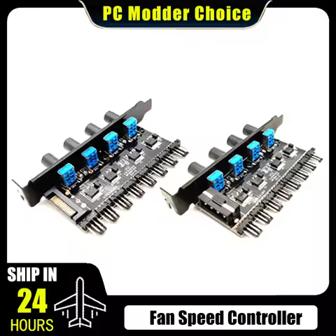 3Pin/4Pin Fan Hub Molex / SATA Splitter 4 Buttons PCI Slot External PWM Controller for Computer Case