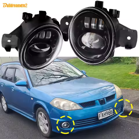 2 Pcs Car Driver + Passenger LED Lens Fog Light Daytime Running Lamp DRL 30W H11 For Nissan Wingroad
