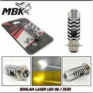 CAHAYA H4 AND H6 MBK LED FRONT LASER BULB Original Senja WHITE YELLOW LIGHTbiru